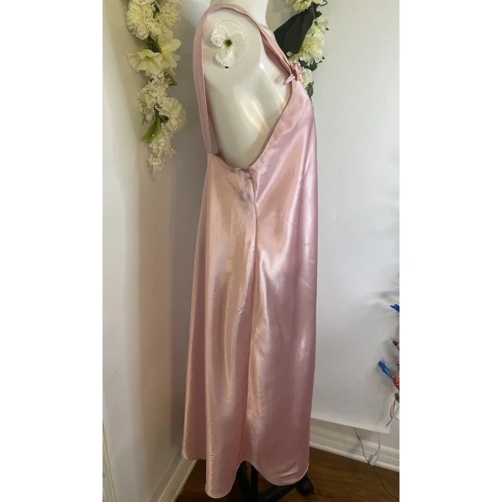 Vintage Val Mode Pink Lingerie Peignoir Sleep Gown Dress Ankle Length Size Large